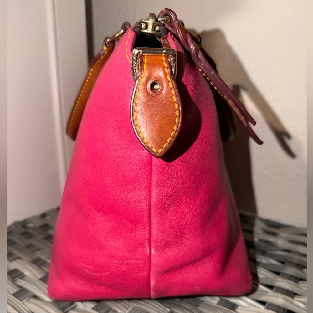 Dooney & Bourke Florentine Leather Satchel Pink w Leather Strap & Duck Hangtag - Picture 8 of 16